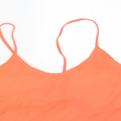 Womens UK Size 10 Ribbon Orange Basic Tank