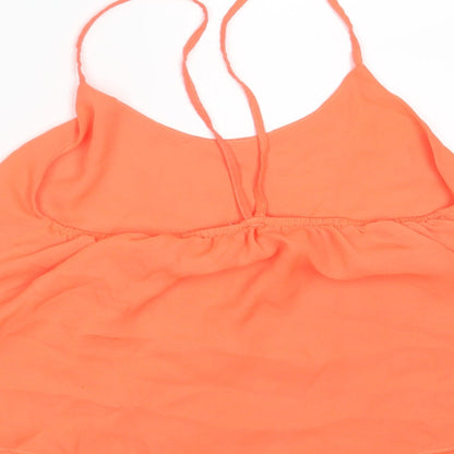 Womens UK Size 10 Ribbon Orange Basic Tank