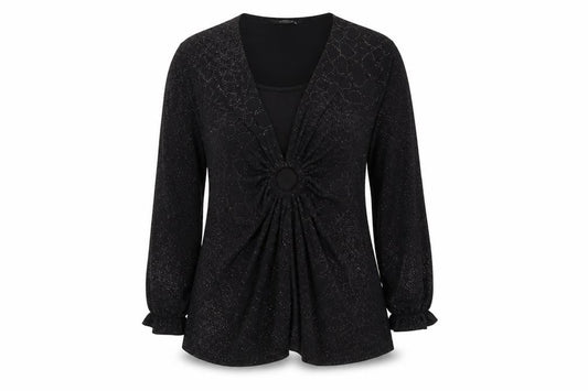 Front view of BM women’s black t-shirt dress, size L