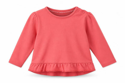 Front view of Tu girls’ pink basic t-shirt, size 12-18, months