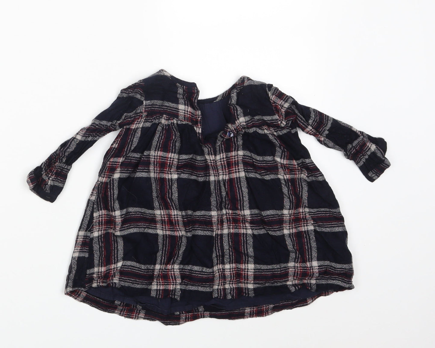 NEXT Girls Blue Check  Shirt Dress  Size 12-18 Months