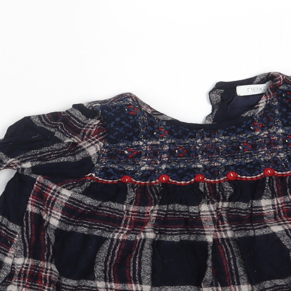 NEXT Girls Blue Check  Shirt Dress  Size 12-18 Months