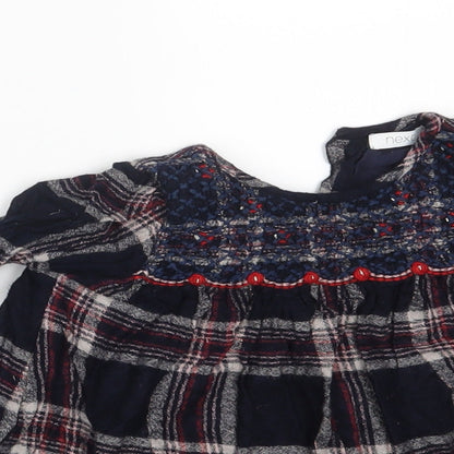 NEXT Girls Blue Check  Shirt Dress  Size 12-18 Months
