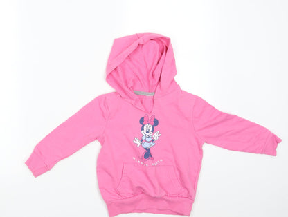 Minnie Mouse Girls Pink   Pullover Hoodie One Size