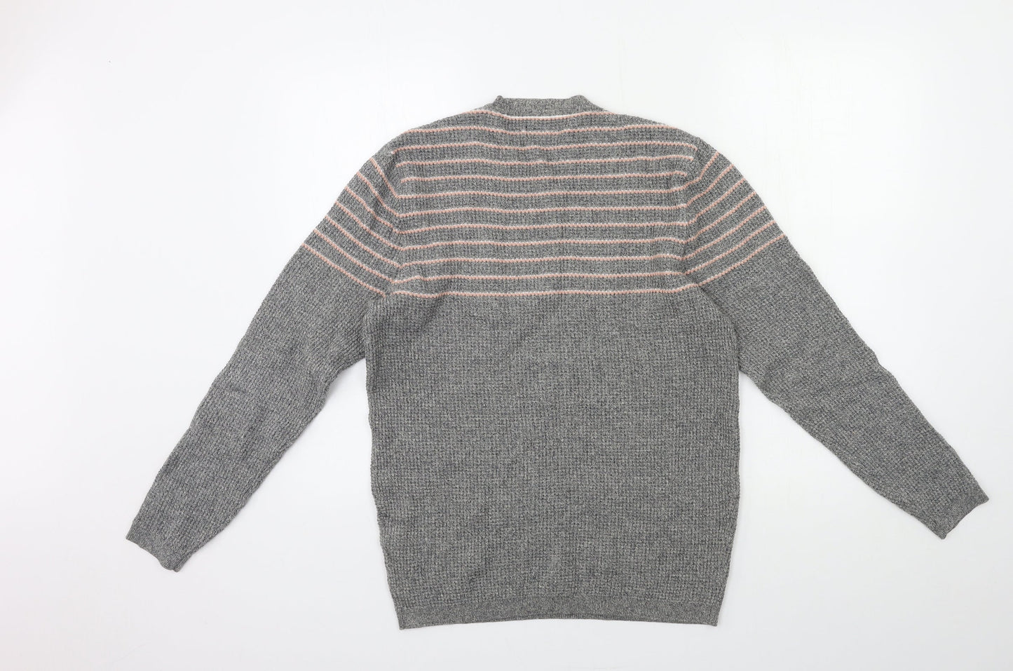 ASOS Mens Grey Striped Knit Pullover Jumper Size S