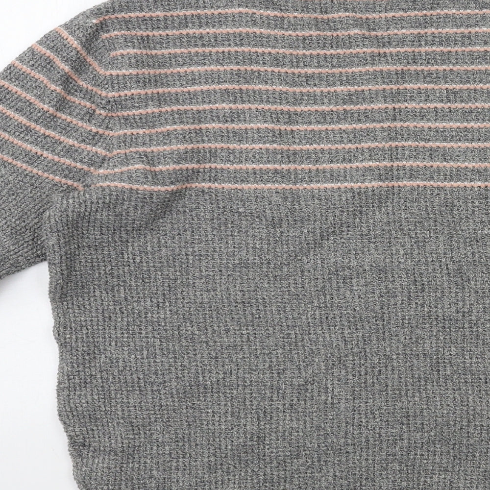 ASOS Mens Grey Striped Knit Pullover Jumper Size S