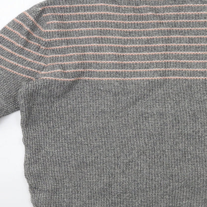 ASOS Mens Grey Striped Knit Pullover Jumper Size S