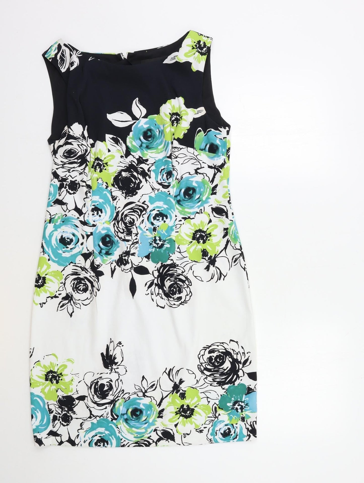 Connected Womens White Floral  A-Line  Size 10