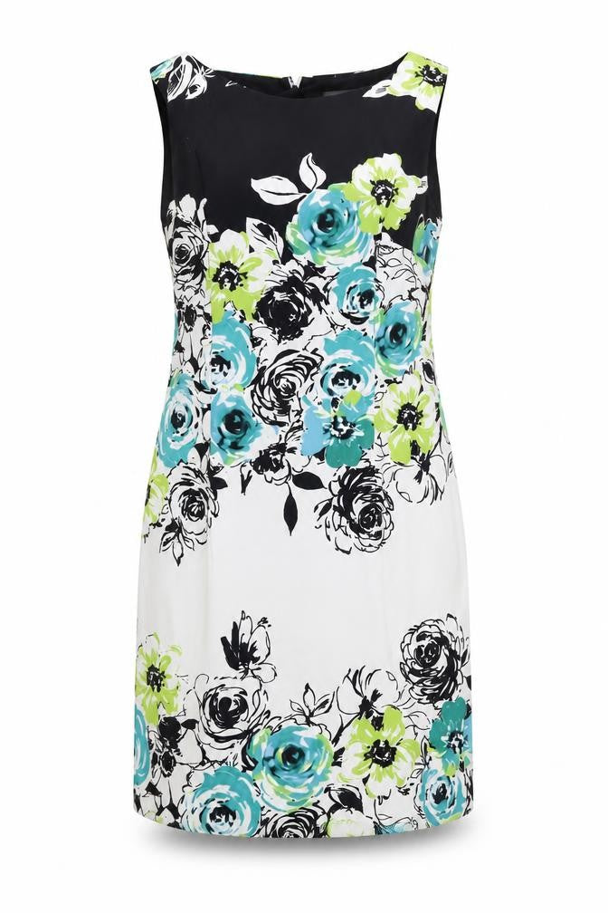 Connected Womens White Floral  A-Line  Size 10