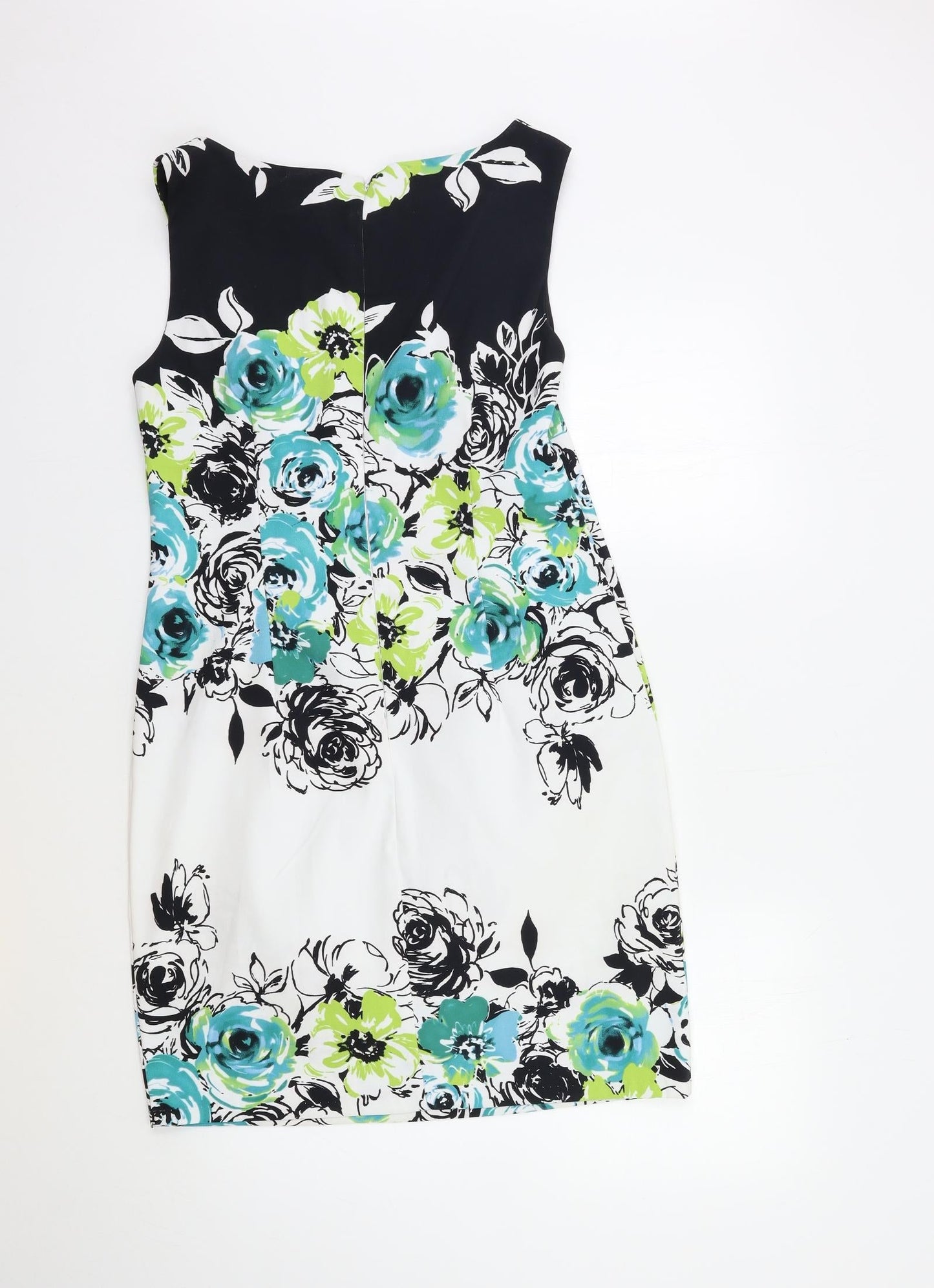 Connected Womens White Floral  A-Line  Size 10