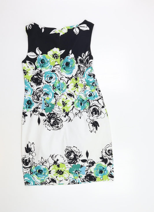 Connected Womens White Floral  A-Line  Size 10