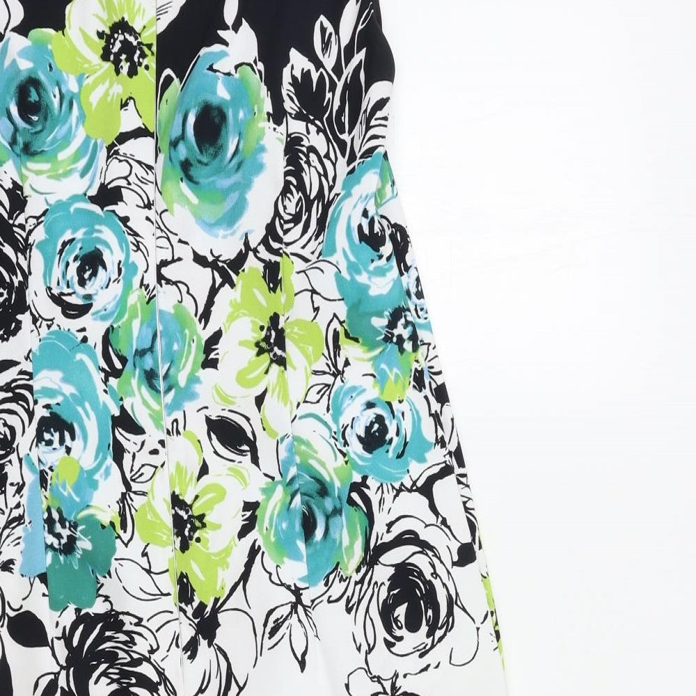 Connected Womens White Floral  A-Line  Size 10