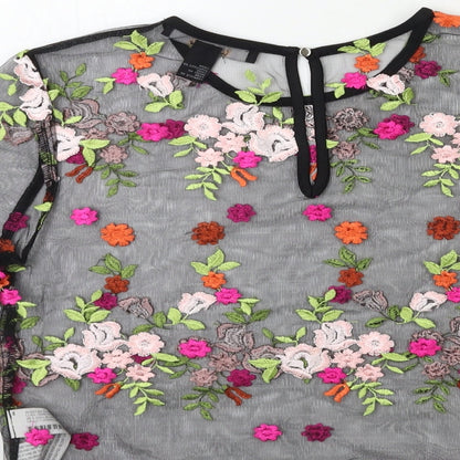 FOREVER 21 Womens Black Floral  Basic T-Shirt Size S