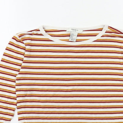 FOREVER 21 Womens Red Striped  Basic T-Shirt Size S