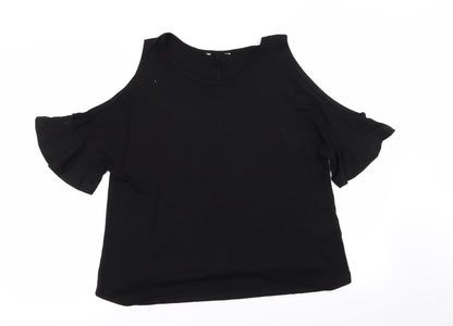 Womens UK Size 12 Peacocks Black Basic T-Shirt