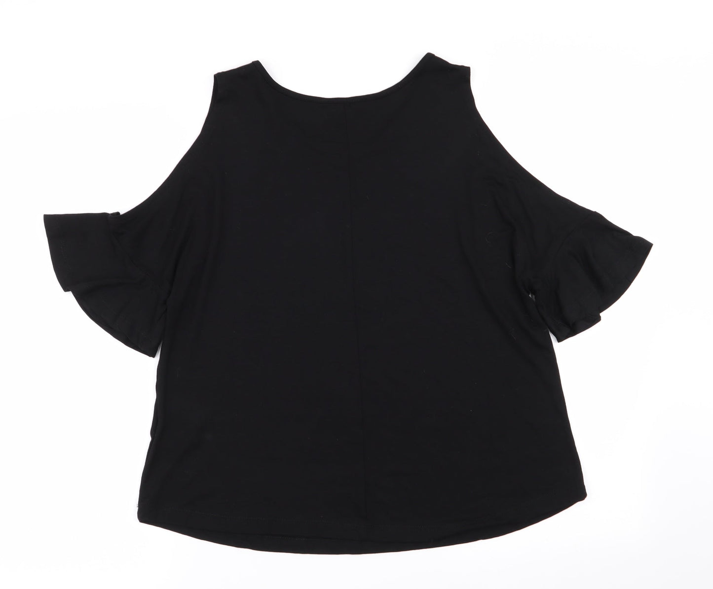 Womens UK Size 12 Peacocks Black Basic T-Shirt