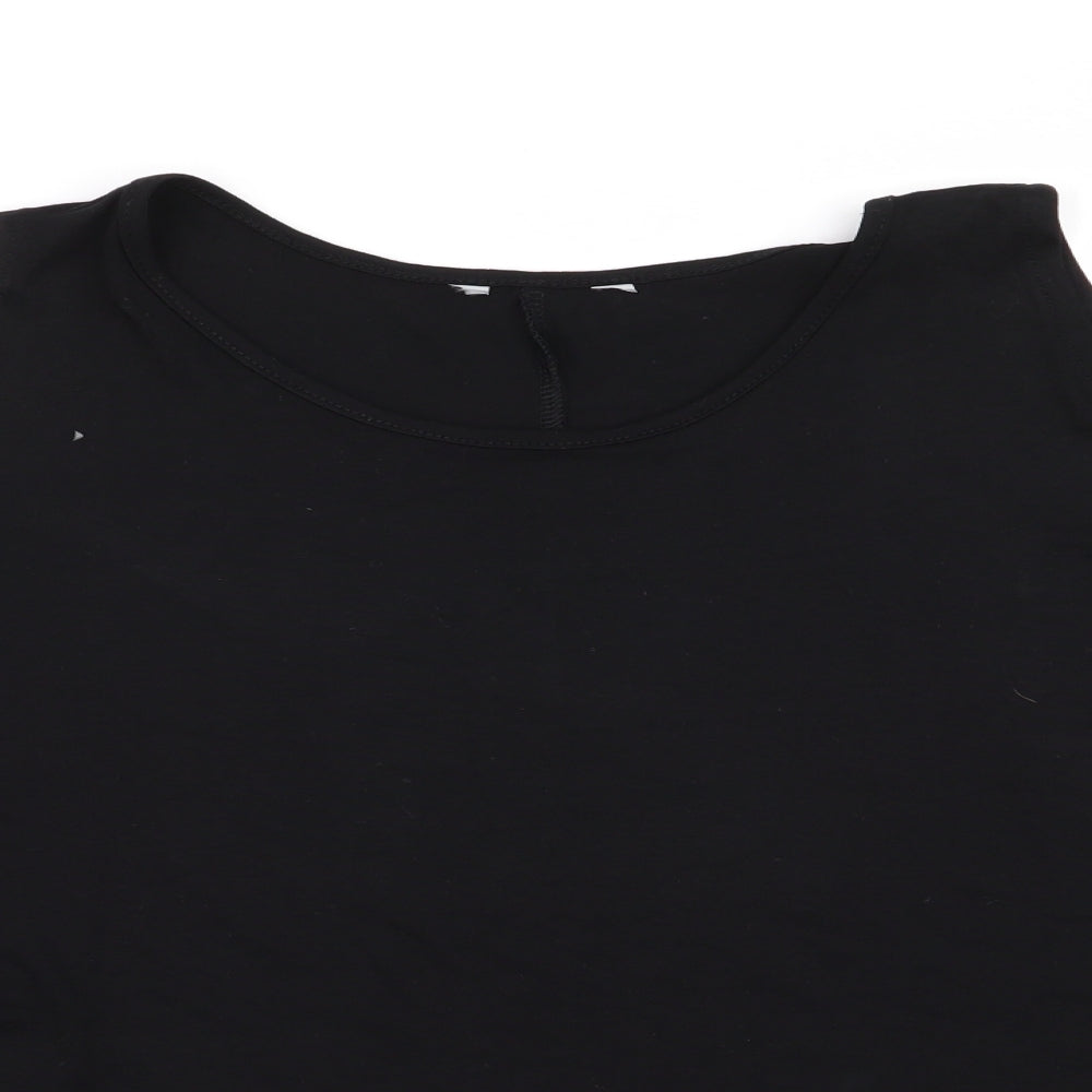 Womens UK Size 12 Peacocks Black Basic T-Shirt