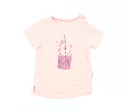 Preworn Girls Pink   Basic T-Shirt Size 3-6 Months