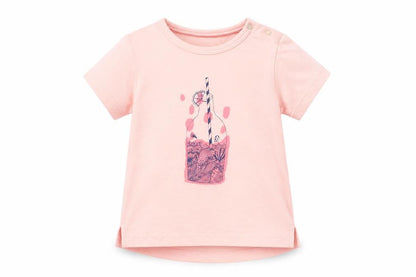 Front view of Preworn girls’ pink basic t-shirt, size 3-6, months
