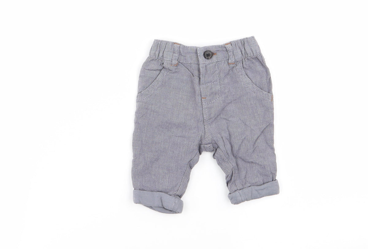 Next Boys Blue Check  Capri Trousers Size 0-3 Months