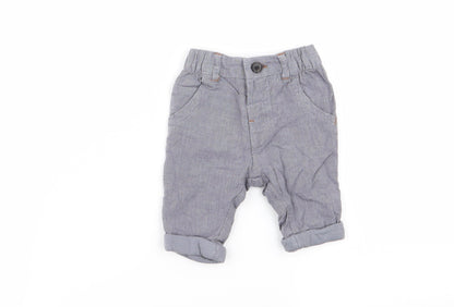 Next Boys Blue Check  Capri Trousers Size 0-3 Months