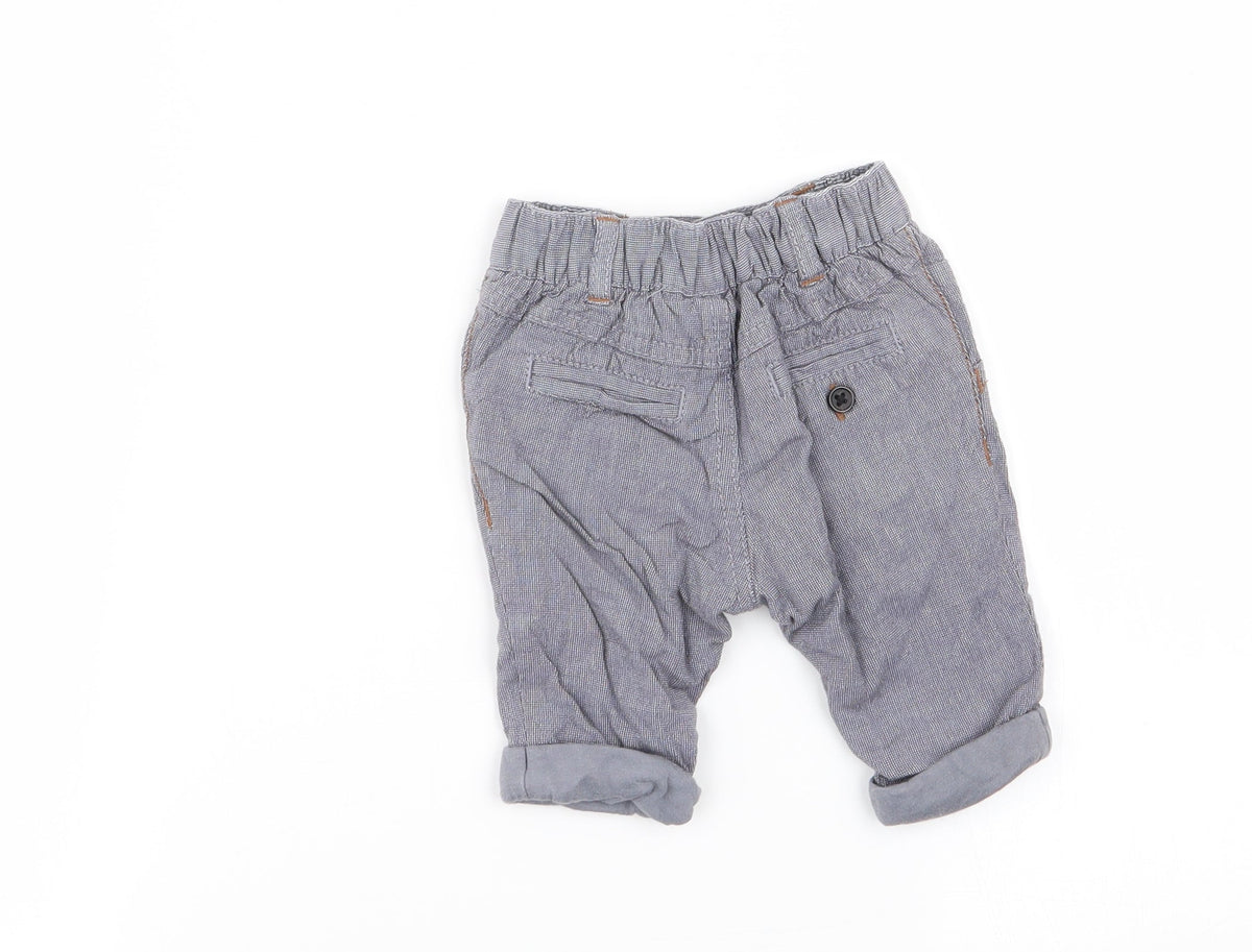 Next Boys Blue Check  Capri Trousers Size 0-3 Months