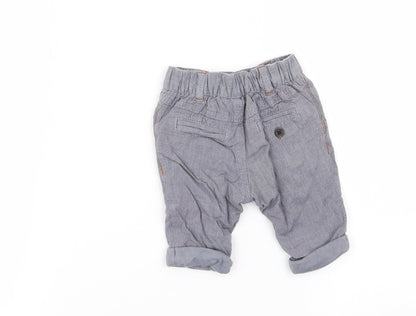 Next Boys Blue Check  Capri Trousers Size 0-3 Months