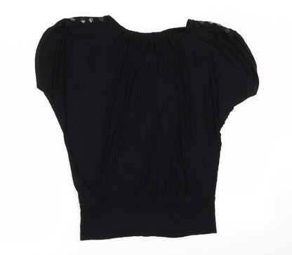Womens UK Size M Wallis Black Basic T-Shirt