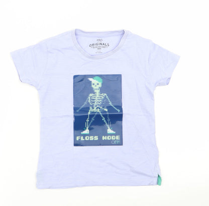 M&S Boys Purple   Basic T-Shirt Size 2-3 Years
