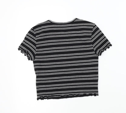 newlook Girls Black Striped  Basic T-Shirt Size 10-11 Years