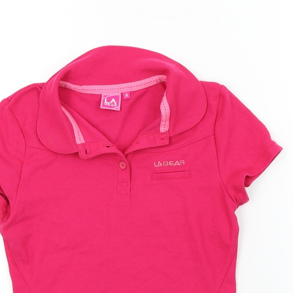 LA Gear Womens Pink Colourblock  Basic T-Shirt Size 6