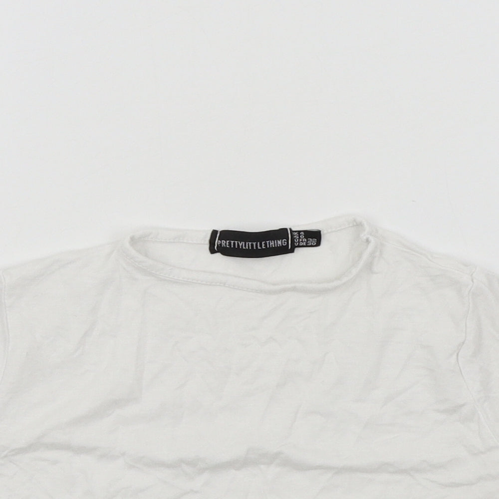 Womens UK Size 4 PRETTYLITTLETHING Silver Basic T-Shirt