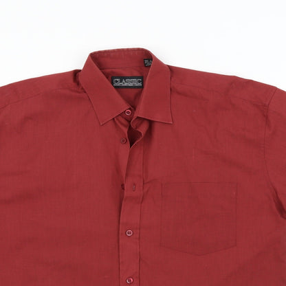 Mens UK Size M Classic Red  Button-Up Short Sleeve Casual Shirt