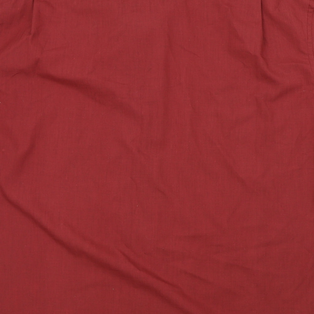 Mens UK Size M Classic Red  Button-Up Short Sleeve Casual Shirt