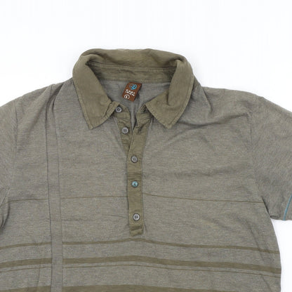 IRONMAN Mens Brown Colourblock   Polo Size L