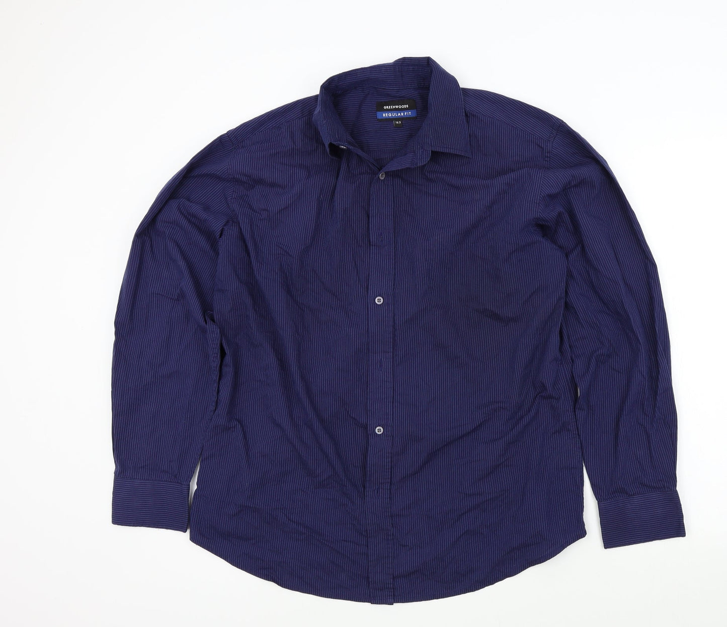 Mens UK Size 16.5 greenwoods Blue  Button-Up Long Sleeve Casual Shirt