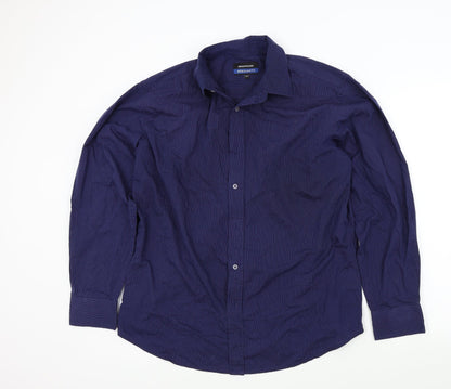 Mens UK Size 16.5 greenwoods Blue  Button-Up Long Sleeve Casual Shirt