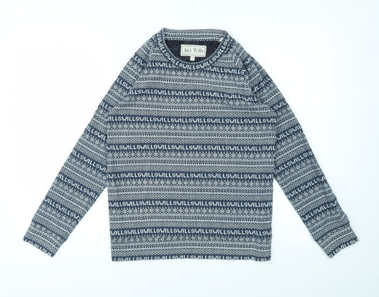 Jack Wills Womens Blue Geometric  Pullover Jumper Size 8