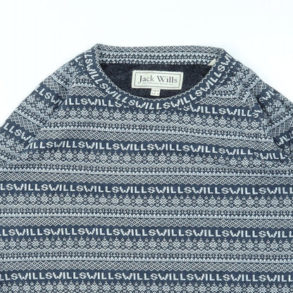 Jack Wills Womens Blue Geometric  Pullover Jumper Size 8