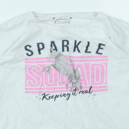 Primark Girls Multicoloured Animal Print  Basic T-Shirt Size 13-14 Years