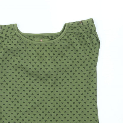 TU Girls Green Geometric  Basic T-Shirt Size 6 Years