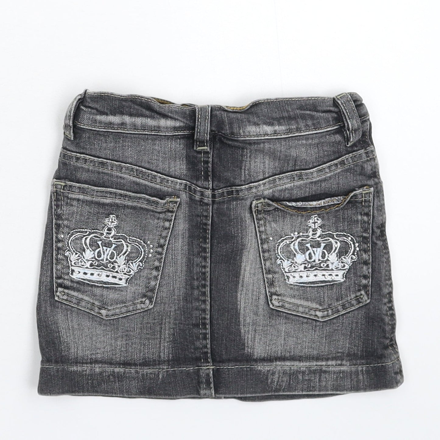 Preworn Girls Grey  Denim Mini Skirt Size 6 Years