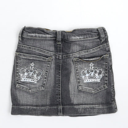 Preworn Girls Grey  Denim Mini Skirt Size 6 Years