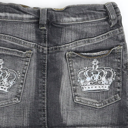 Preworn Girls Grey  Denim Mini Skirt Size 6 Years