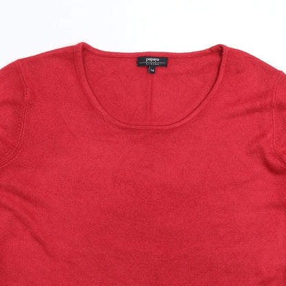 Womens UK Size 14 Papaya Pink Pullover Jumper