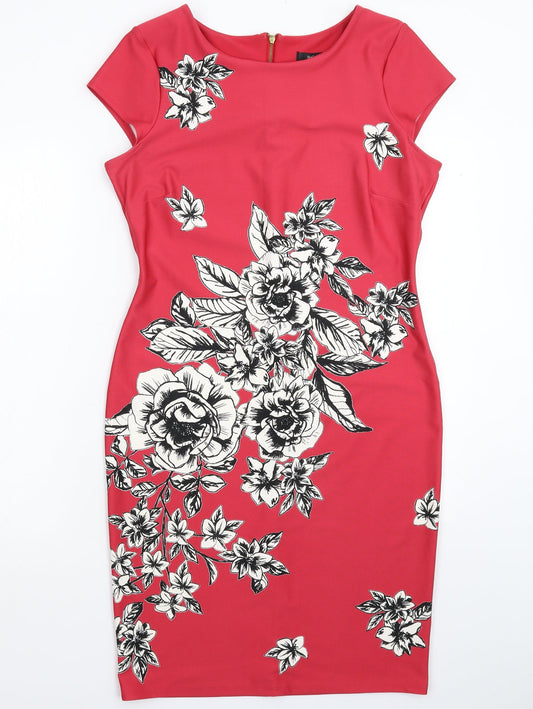 M&Co Womens Pink Floral  Bodycon  Size 12