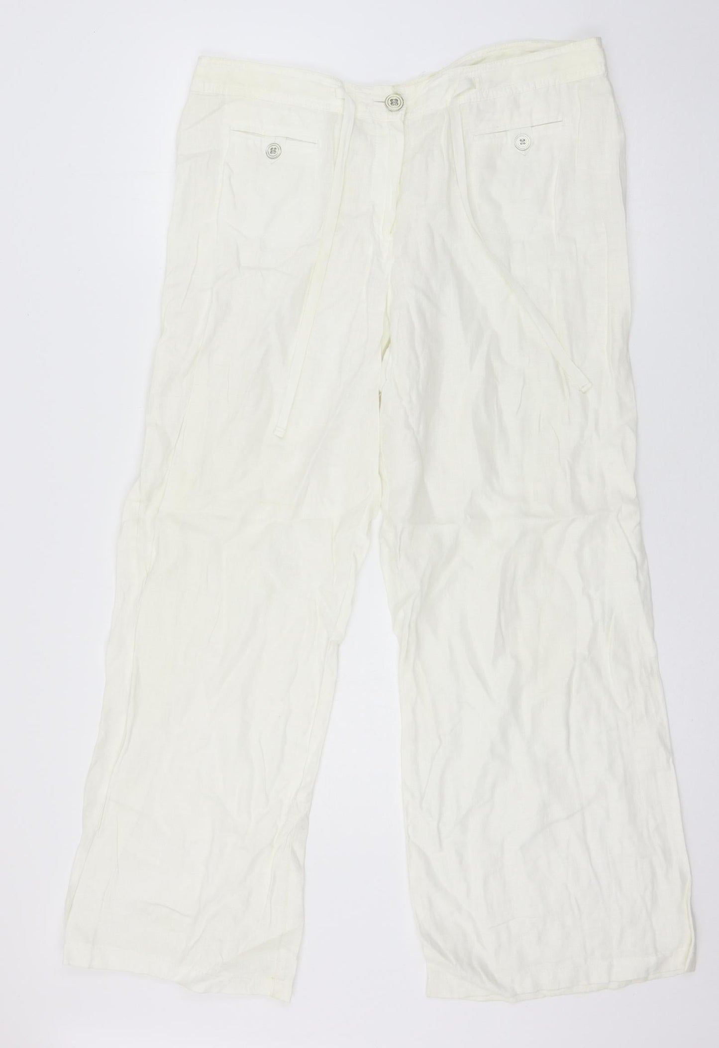Womens UK Size 16 Marks and Spencer Regular Fit  Ivory Trousers