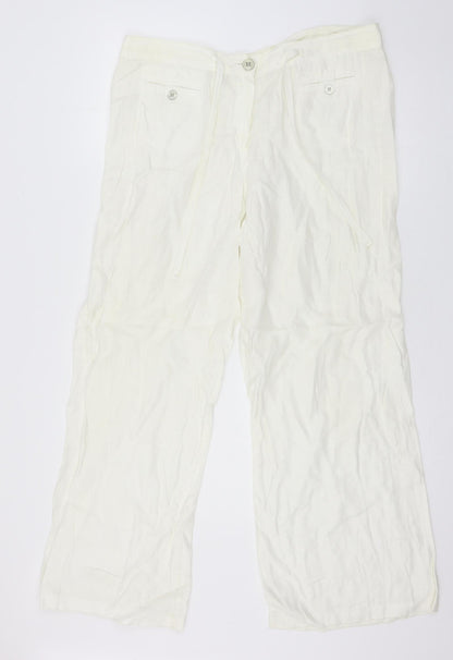 Womens UK Size 16 Marks and Spencer Regular Fit  Ivory Trousers