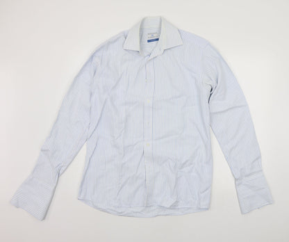 Mens UK Size 16.5 Haines & Bonner Blue  Button-Up Long Sleeve Casual Shirt