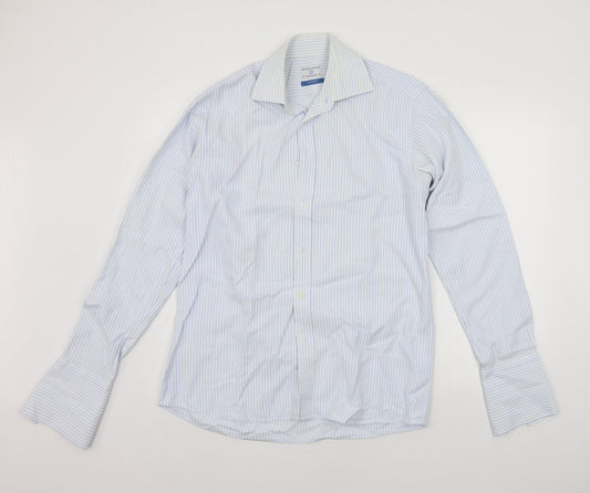 Mens UK Size 16.5 Haines & Bonner Blue  Button-Up Long Sleeve Casual Shirt